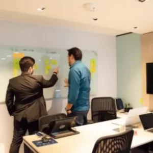 Homens trabalhando na sala do coworking br.offices